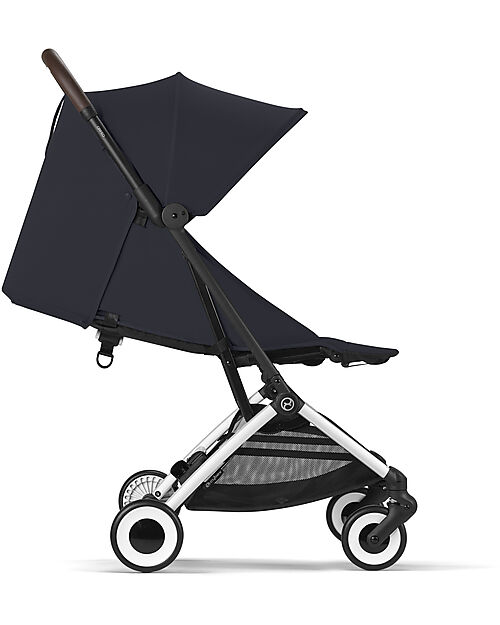 Cybex Stroller Orfeo - Dark Blue - Silver Frame Detail - New Model Lights Strollers