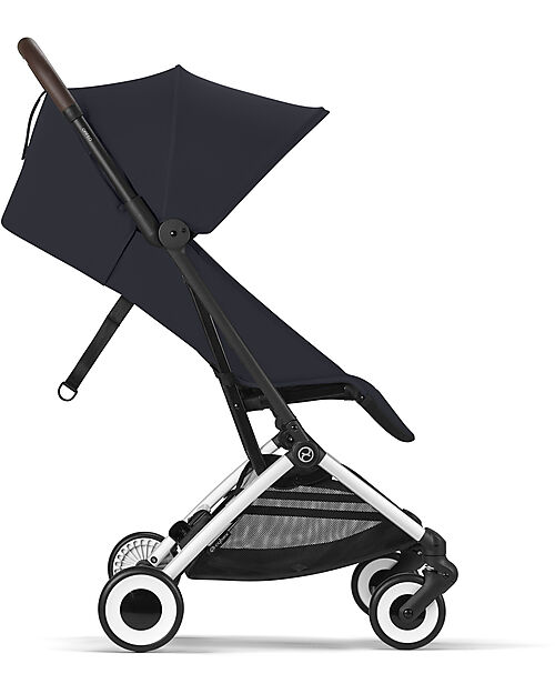 Cybex Stroller Orfeo - Dark Blue - Silver Frame Detail - New Model Lights Strollers