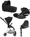 Cybex TRIO Mios3 - Frame Stroller Chrome Black with Seat Pack + Carrycot + Car Seat - Sepia Black + Base T Isofix Trio and Duo Strollers