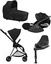 Cybex TRIO Mios3 - Frame Stroller Matt Black with Seat Pack, Carrycot and Car Seat Sepia Black + Base T Isofix - Black Trio and Duo Strollers