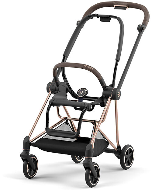 Cybex TRIO Mios3 - Frame Stroller Rosegold with Seat Pack - Carrycot + Car Seat - Sepia Black + Base T Isofix Trio and Duo Strollers