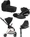 Cybex TRIO Mios3 - Frame Stroller Rosegold with Seat Pack - Carrycot + Car Seat - Sepia Black + Base T Isofix Trio and Duo Strollers