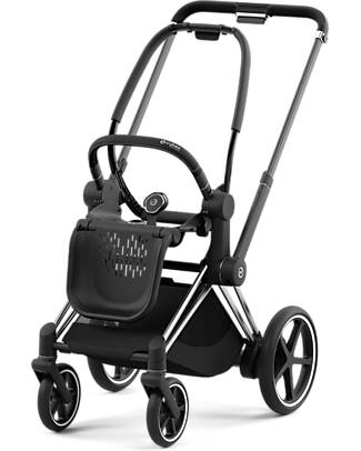 Cybex TRIO Priam4 - Frame Stroller Chrome Black with Seat Pack, Carrycot and Car Seat Mirage Grey Trio and Duo Strollers