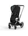 Cybex TRIO Priam4 - Frame Stroller Chrome Black with Seat Pack + Carrycot and Car Seat - Sepia Black + Base T Isofix Trio and Duo Strollers