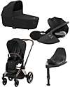 Cybex TRIO Priam4 - Frame Stroller Rosegold with Seat Pack - Carrycot - Car Seat - Sepia Black + Base T Isofix Trio and Duo Strollers