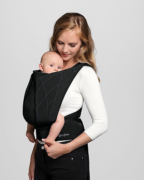 Cybex Yema Tie Baby Carrier - Deep Black - from Birth to 15 Kg - Ergonomic and Comfortable Baby Carriers