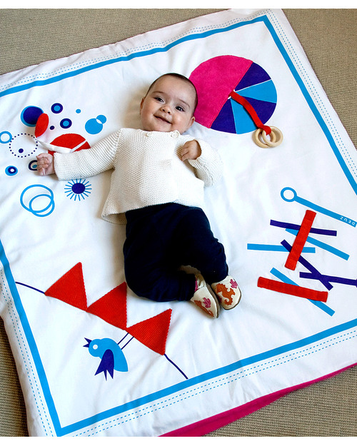 Deuz Baby Playmat Fuschia Pink/ Blue - Organic Padded Playmats