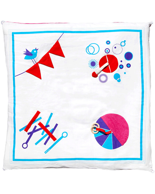 Deuz Baby Playmat Fuschia Pink/ Blue - Organic Padded Playmats