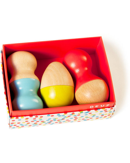 Deuz Set of 3 Mini Circus Maracas - made with natural beechwood! Musical Instruments