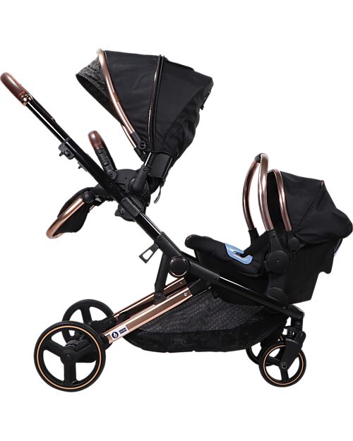 Ding Baby Amigo Tandem Duo Stroller - Black/Rosé Double Pushchairs