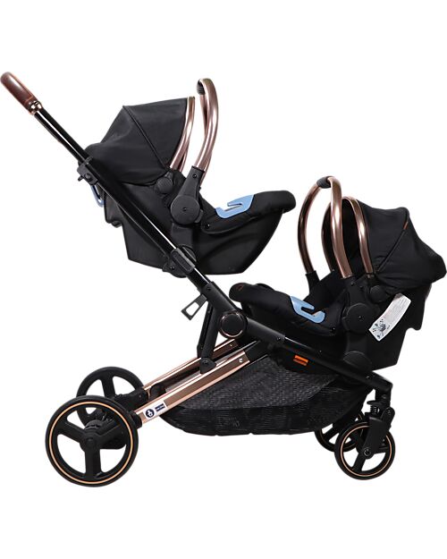 Ding Baby Amigo Tandem Duo Stroller - Black/Rosé Double Pushchairs