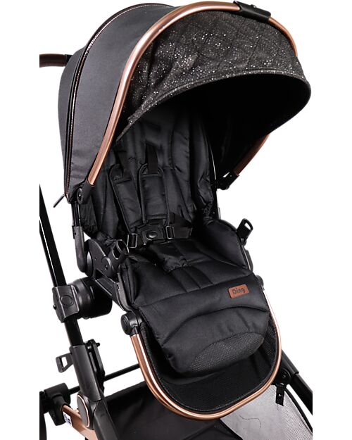 Ding Baby Amigo Tandem Duo Stroller - Black/Rosé Double Pushchairs