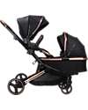Ding Baby Amigo Tandem Duo Stroller - Black/Rosé Double Pushchairs