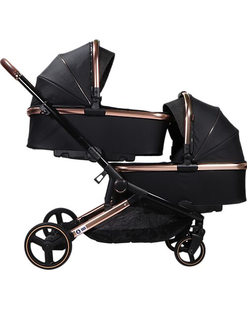 Ding Baby Amigo Tandem Duo Stroller - Black/Rosé Double Pushchairs