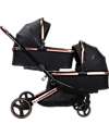Ding Baby Amigo Tandem Duo Stroller - Black/Rosé Double Pushchairs
