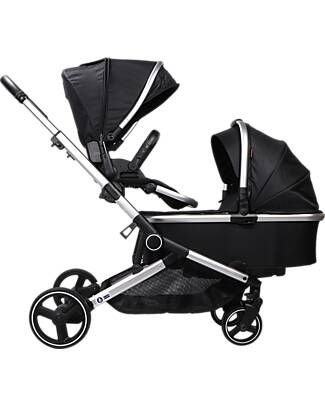 Ding Baby Amigo Tandem Duo Stroller - Black/Silver Double Pushchairs