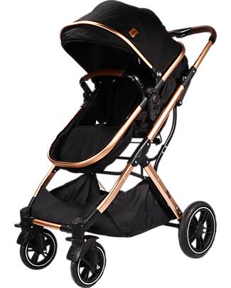 Ding Baby Duo Juna Stroller and Carry Cot 2 in 1 - Black/Rosé - the Carry Cot Transforms into a Stroller Seat Trio and Duo Strollers
