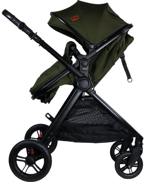 Ding Baby Liam Stroller 3 in 1 - Black/Forest Green Trio and Duo Strollers