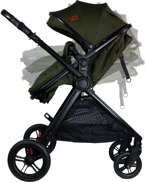 Ding Baby Liam Stroller 3 in 1 - Black/Forest Green Trio and Duo Strollers