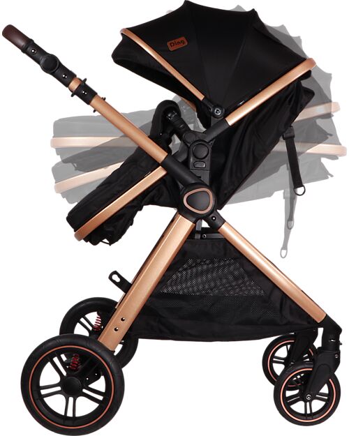 Ding Baby Liam Stroller 3 in 1 - Black/Rosé Trio and Duo Strollers
