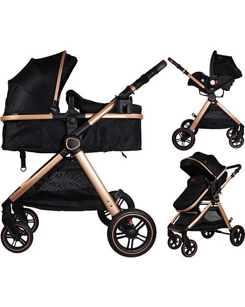 Ding Baby Liam Stroller 3 in 1 - Black/Rosé Trio and Duo Strollers
