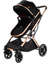 Ding Baby Trio Juna Stroller Carry Cot and Car Seat  - Black/Rosé - The Carry Cot Turns into a Stroller Seat Trio and Duo Strollers
