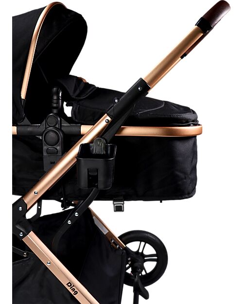 Ding Baby Trio Juna Stroller Carry Cot and Car Seat  - Black/Rosé - The Carry Cot Turns into a Stroller Seat Trio and Duo Strollers