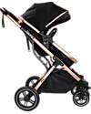 Ding Baby Trio Juna Stroller Carry Cot and Car Seat  - Black/Rosé - The Carry Cot Turns into a Stroller Seat Trio and Duo Strollers