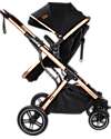 Ding Baby Trio Juna Stroller Carry Cot and Car Seat  - Black/Rosé - The Carry Cot Turns into a Stroller Seat Trio and Duo Strollers