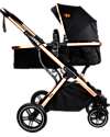 Ding Baby Trio Juna Stroller Carry Cot and Car Seat  - Black/Rosé - The Carry Cot Turns into a Stroller Seat Trio and Duo Strollers