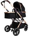 Ding Baby Trio Juna Stroller Carry Cot and Car Seat  - Black/Rosé - The Carry Cot Turns into a Stroller Seat Trio and Duo Strollers