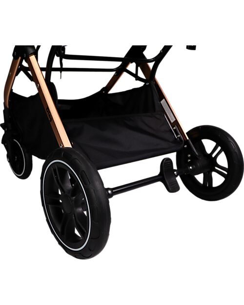 Ding Baby Trio Juna Stroller Carry Cot and Car Seat  - Black/Rosé - The Carry Cot Turns into a Stroller Seat Trio and Duo Strollers
