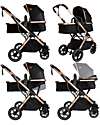 Ding Baby Trio Juna Stroller Carry Cot and Car Seat  - Black/Rosé - The Carry Cot Turns into a Stroller Seat Trio and Duo Strollers