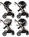 Ding Baby Trio Juna Stroller Carry Cot and Car Seat  - Black/Rosé - The Carry Cot Turns into a Stroller Seat Trio and Duo Strollers