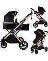 Ding Baby Trio Juna Stroller Carry Cot and Car Seat  - Black/Rosé - The Carry Cot Turns into a Stroller Seat Trio and Duo Strollers