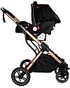 Ding Baby Trio Juna Stroller Carry Cot and Car Seat  - Black/Rosé - The Carry Cot Turns into a Stroller Seat Trio and Duo Strollers