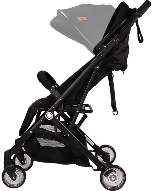 Ding Baby Vivo Stroller - Black/Black - Adjustable Backseat - Up to 22kg Lights Strollers