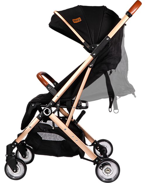 Ding Baby Vivo Stroller - Black/Rosé - Adjustable Backseat - Up To 22kg Lights Strollers