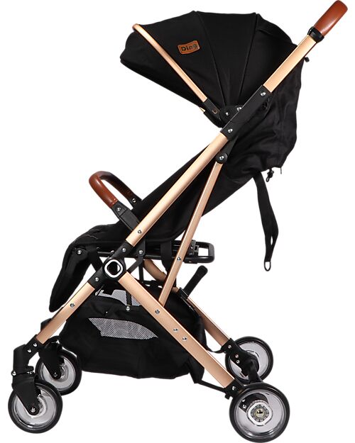 Ding Baby Vivo Stroller - Black/Rosé - Adjustable Backseat - Up To 22kg Lights Strollers