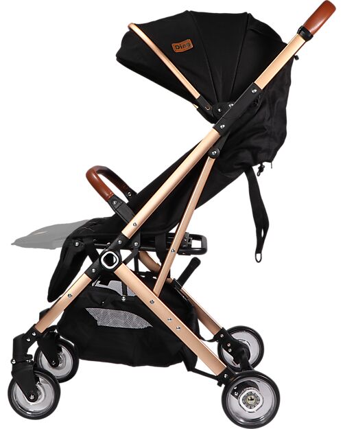 Ding Baby Vivo Stroller - Black/Rosé - Adjustable Backseat - Up To 22kg Lights Strollers