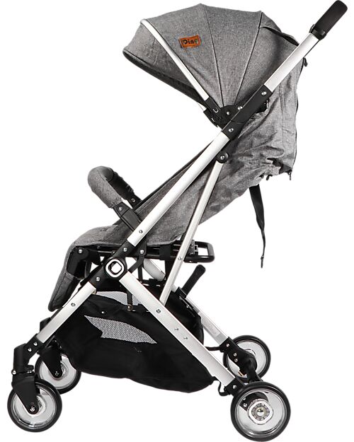 Ding Baby Vivo Stroller - Grey/Silver - Adjustable Backseat - Up to 22kg Lights Strollers