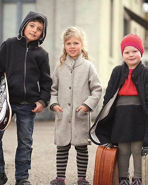 Disana Boiled Wool Girl’s Coat, Light Grey Coats