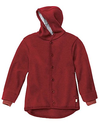 Disana Boiled Wool Jacket,Bordeaux - 100% merino wool Cardigans