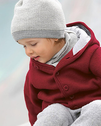 Disana Boiled Wool Jacket,Bordeaux - 100% merino wool Cardigans
