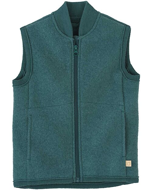 Disana Boiled Wool Vest, Eucalyptus - 100% merino wool Jackets