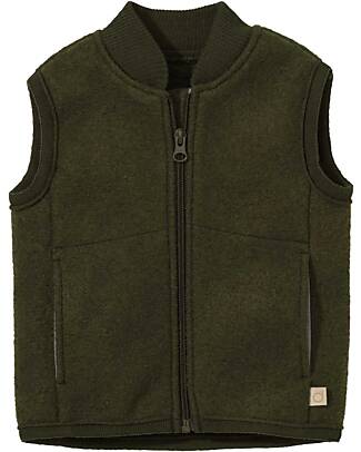 Disana Boiled Wool Vest, Olive - 100% merino wool Jackets