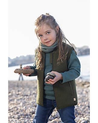 Disana Boiled Wool Vest - Olive - 100% merino wool Jackets