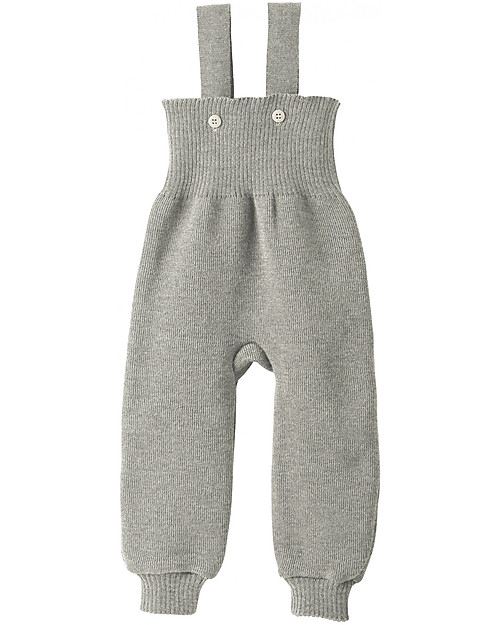 Disana Knitted Trousers - Grey - 100% Organic Merino Wool Dungarees