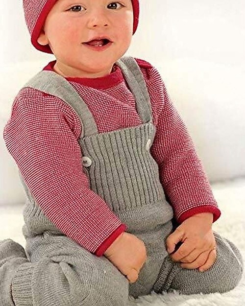 Disana Knitted Trousers - Grey - 100% Organic Merino Wool Dungarees