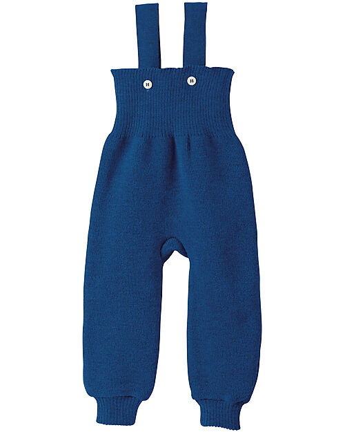 Disana Knitted Trousers - Navy Blue - 100% Organic Merino Wool GOTS Certified Dungarees